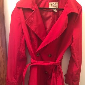 Red London Fog trench